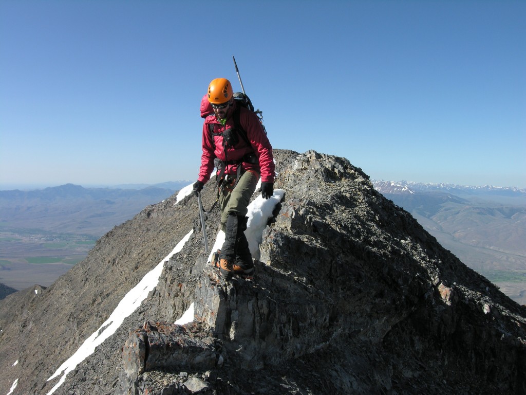 Crossing the summit ridge. Dan Paulson Photo