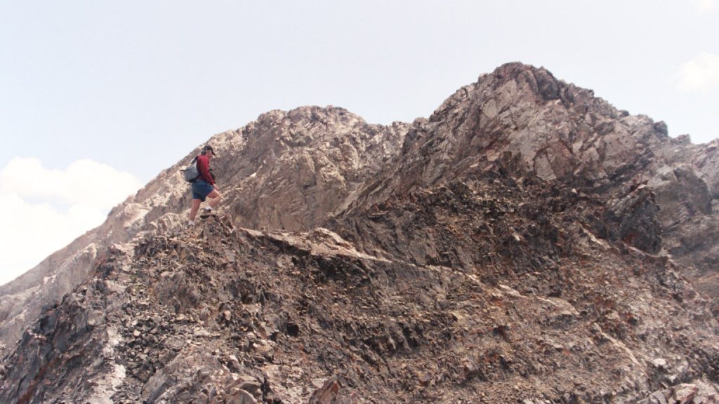 Basil Service climbing the west ridge.