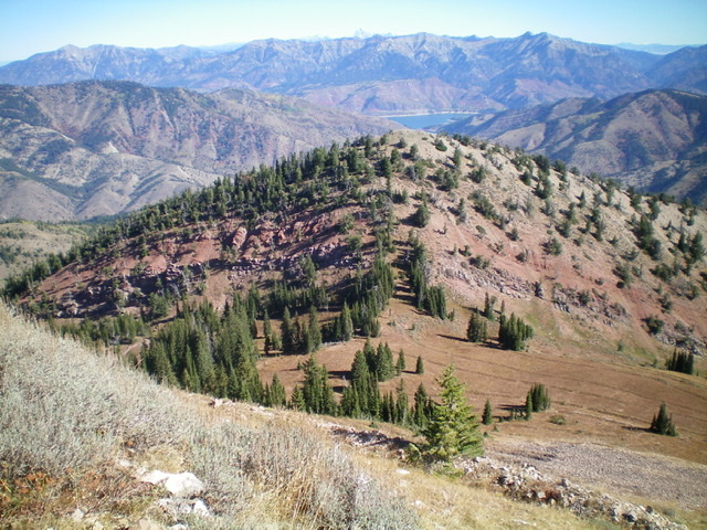 Peak 9142 and its southwest ridge (my descent route) as viewed from the southwest. Livingston Douglas Photo