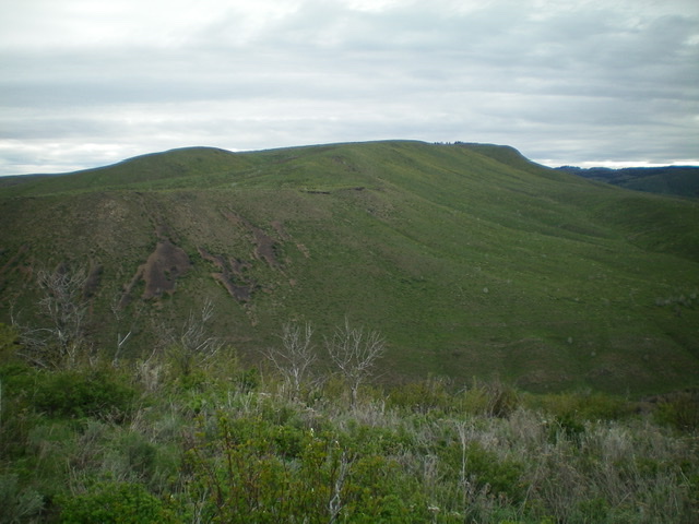 The first section of the southwest ridge of Peak 7283 as viewed from the knoll on the west side of the Tex Creek drainage. Livingston Douglas Photo