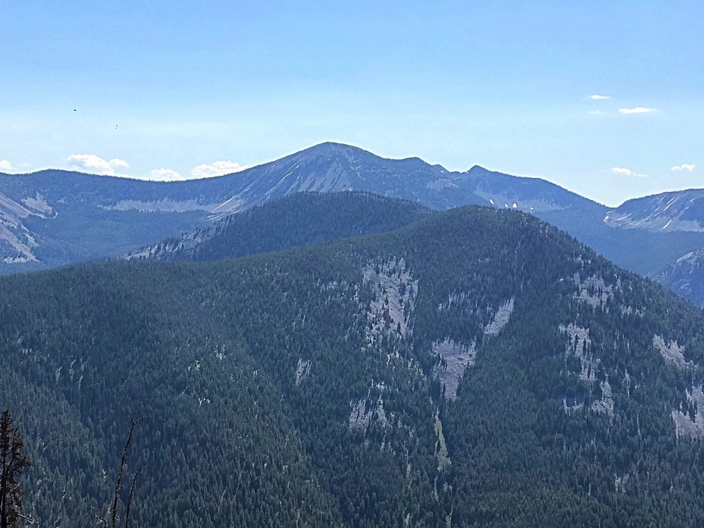 Peak 9681 on the horizon and Peak 8910 in the foreground viewed from N Mountain.