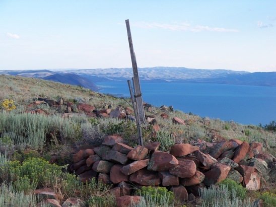 Station 'Gate' at highpoint of Bear Lake Plateau. View S to the Utah portion of Bear Lake, 7/14/13. Rick Baugher Photo