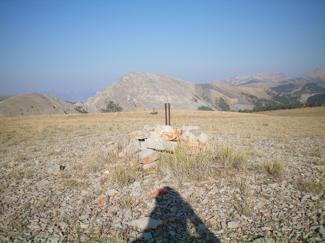 The summit of Reentrant Peak, looking west. Dianes Peak is left of center. Pardon my shadow. Livingston Douglas Photo 