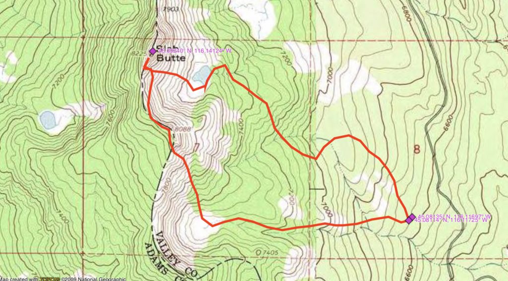 John Platt’s GPS track for approaching the peak in 2019. John’s GPS measured the route at 3.7 miles with 1,869 feet of gain.