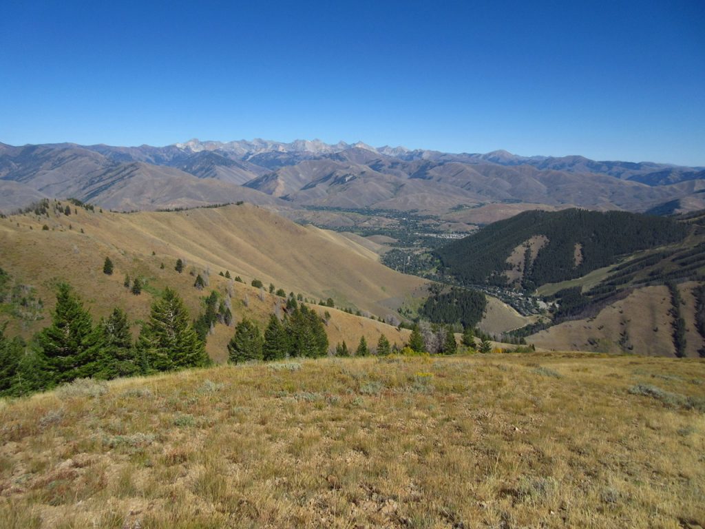 View from summit: Ketchum, Sun Valley, and the Pioneer Mountains. Derek Percoski Photo