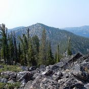 Peak 8854 viewed from Peak 8722. Peak 8894 is in the background on the left. John Platt Photo