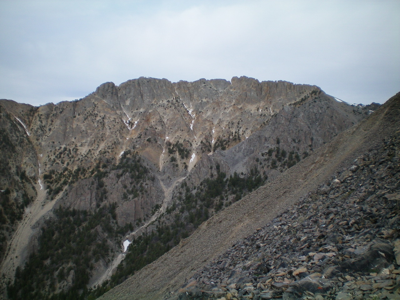 The profile of the rugged North Ridge of Sunny Bar Peak, as viewed from the South Ridge of Swanson Peak. Livingston Douglas Photo