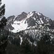 Peak 9820,showing the route up the northeast gully. John Platt Photo