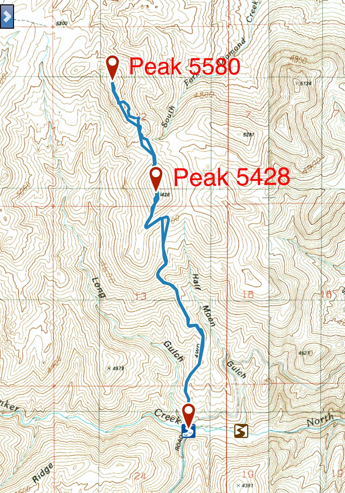 My GPS Track for Peaks 5580 and 5428.