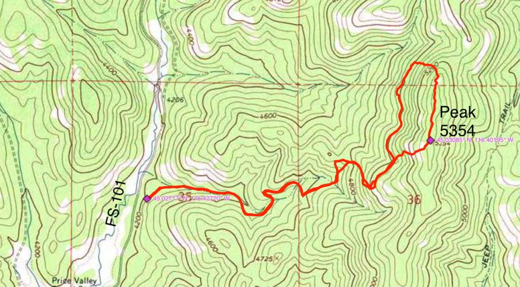 John Platt’s GPS track. His route covered 4.2 miles with 1,200 feet of elevation gain round trip.