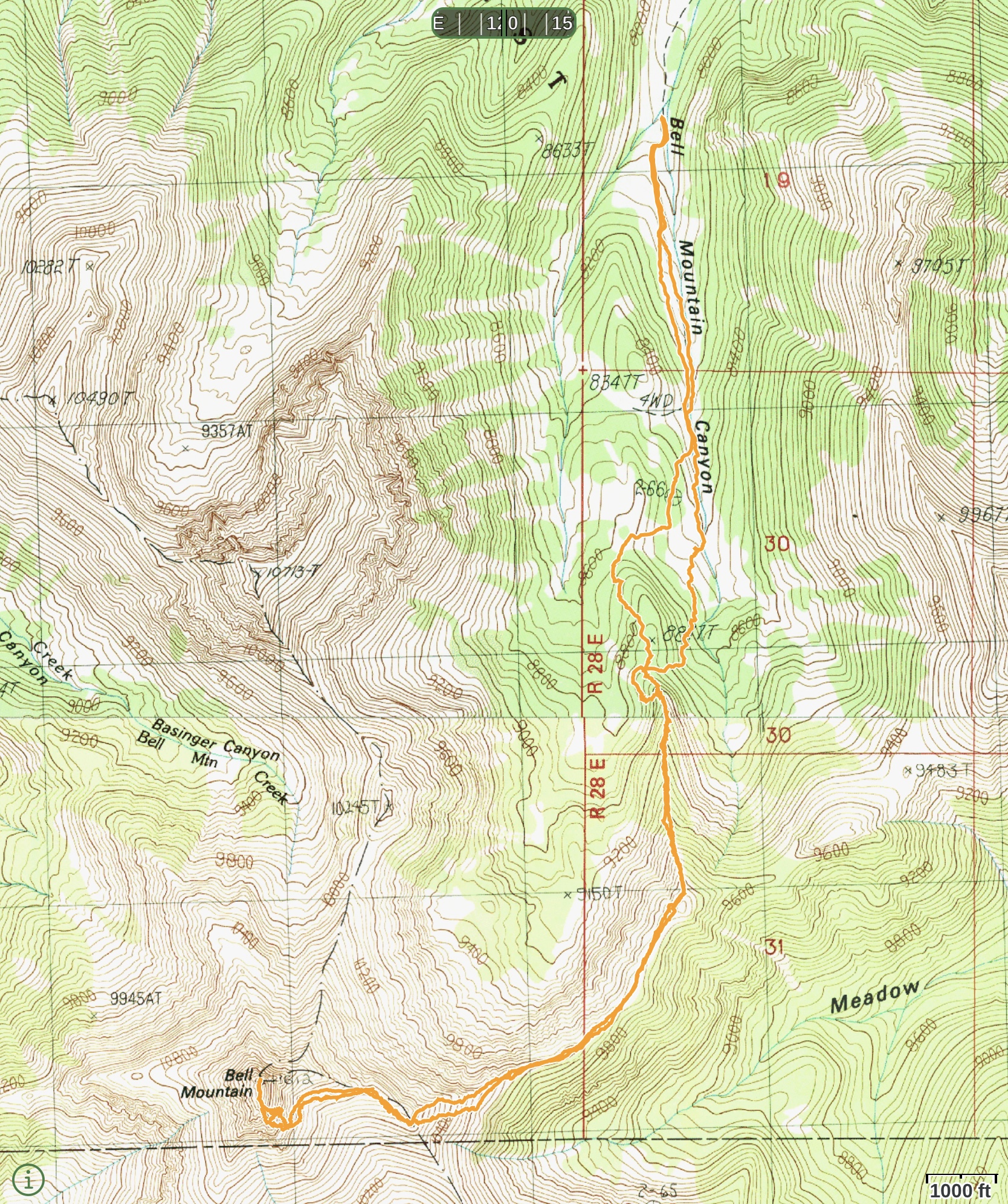 Clint’s GPS track. The route covered 8.8 miles round trip with 5,400 feet of gain.