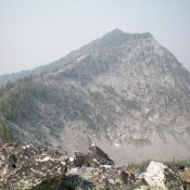 Rugged Peak 9233 as viewed from the saddle at the base of the east ridge. Livingston Douglas Photo