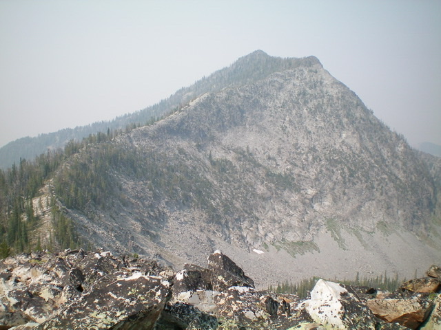Rugged Peak 9233 as viewed from the saddle at the base of the east ridge. Livingston Douglas Photo 