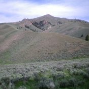 Cobble Mountain (summit is in dead center) and its magnificent south ridge as viewed from the campsite at the base of the south ridge. Livingston Douglas Photo