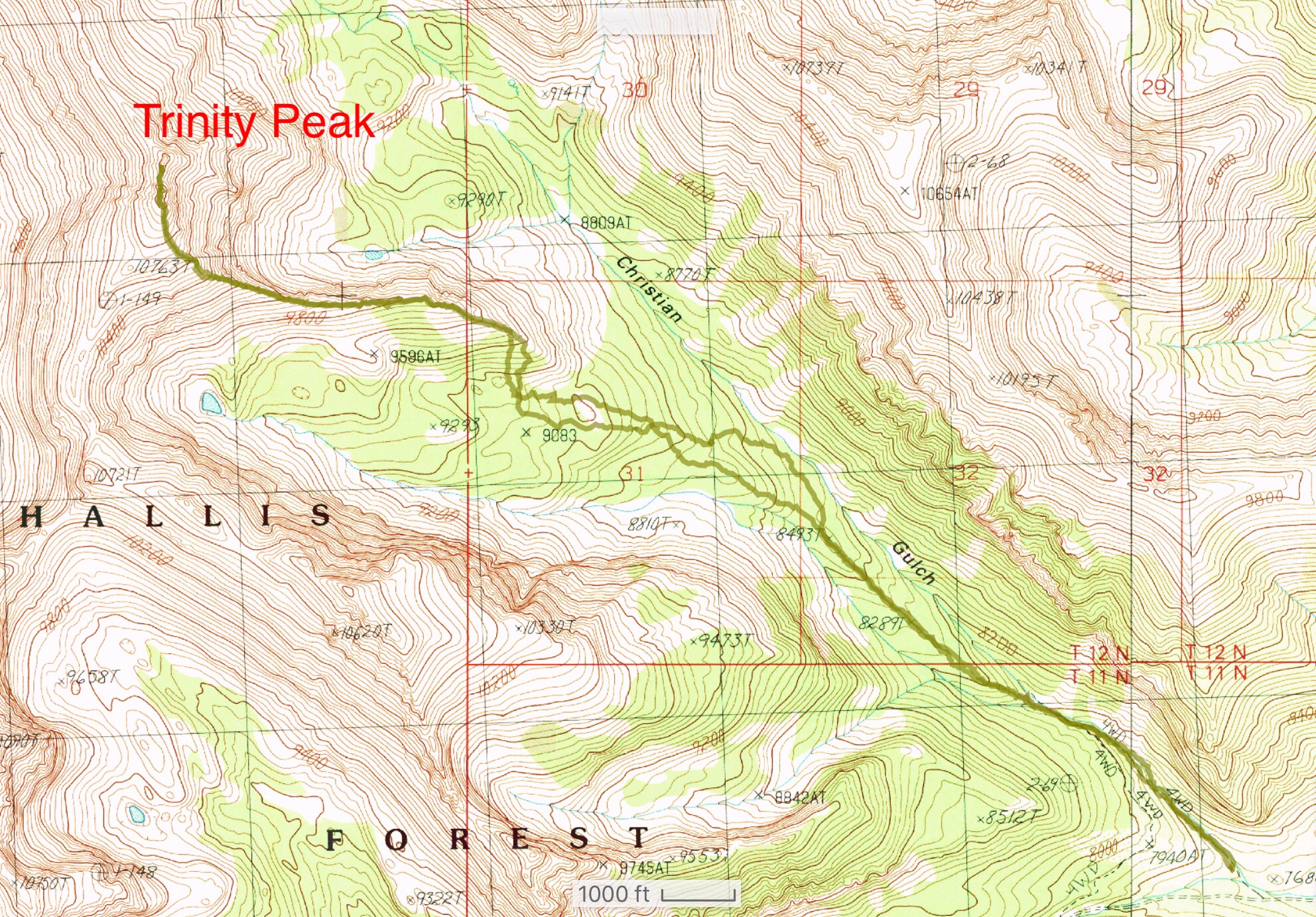 Brett Sergenian Southeast Ridge GPS track. Round trip stats: 8.4 miles with 3,500 feet of elevation gain. 
