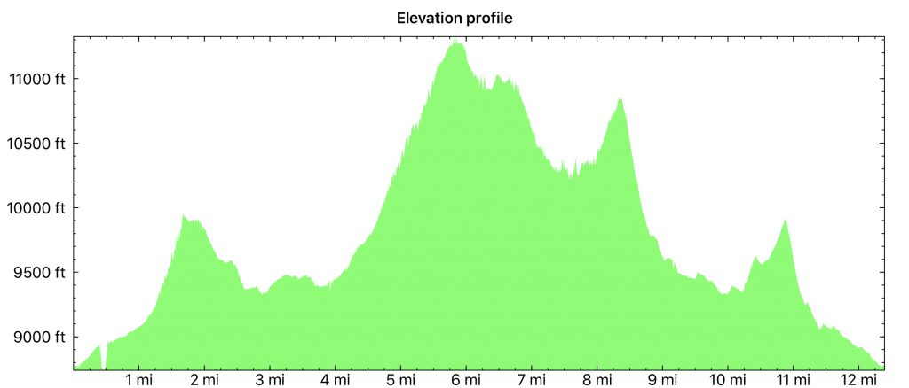 Derek’s elevation profile for the traverse.