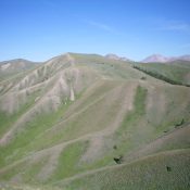 Peak 8661 (flattish hump, left of center) as viewed from farther east on the Continental Divide. Livingston Douglas