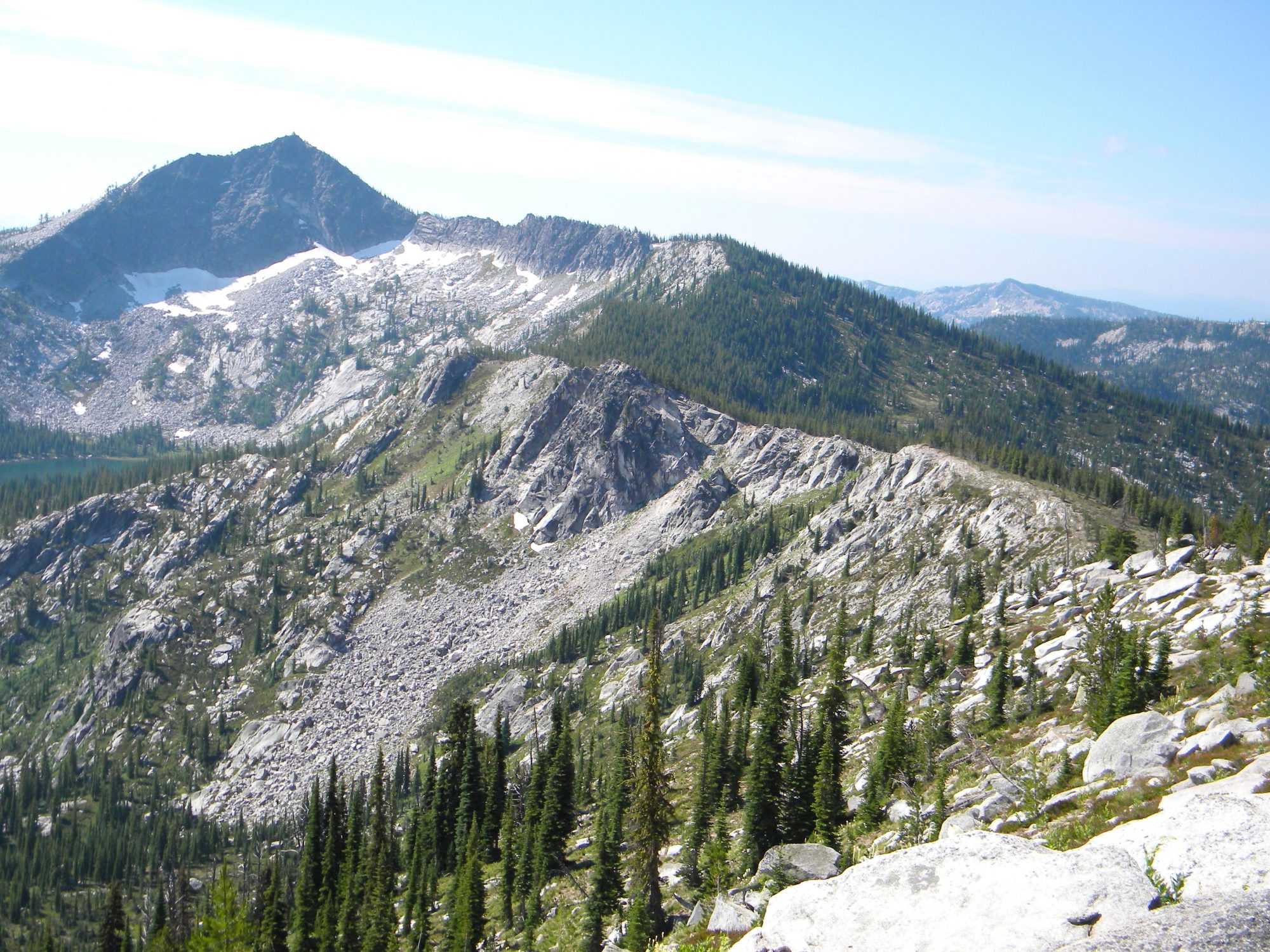 This is the final approximately two miles of the north ridge route. Generally the west side is easier going, but usually it doesn't matter except for some stretches where the east side is not passable. Mike Hays Photo July 2009