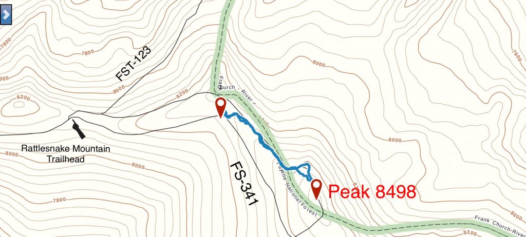 My GPS track for Peak 8498.
