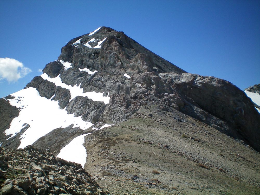 The rugged upper section of the North Ridge of Tyler Peak. Livingston Douglas Photo
