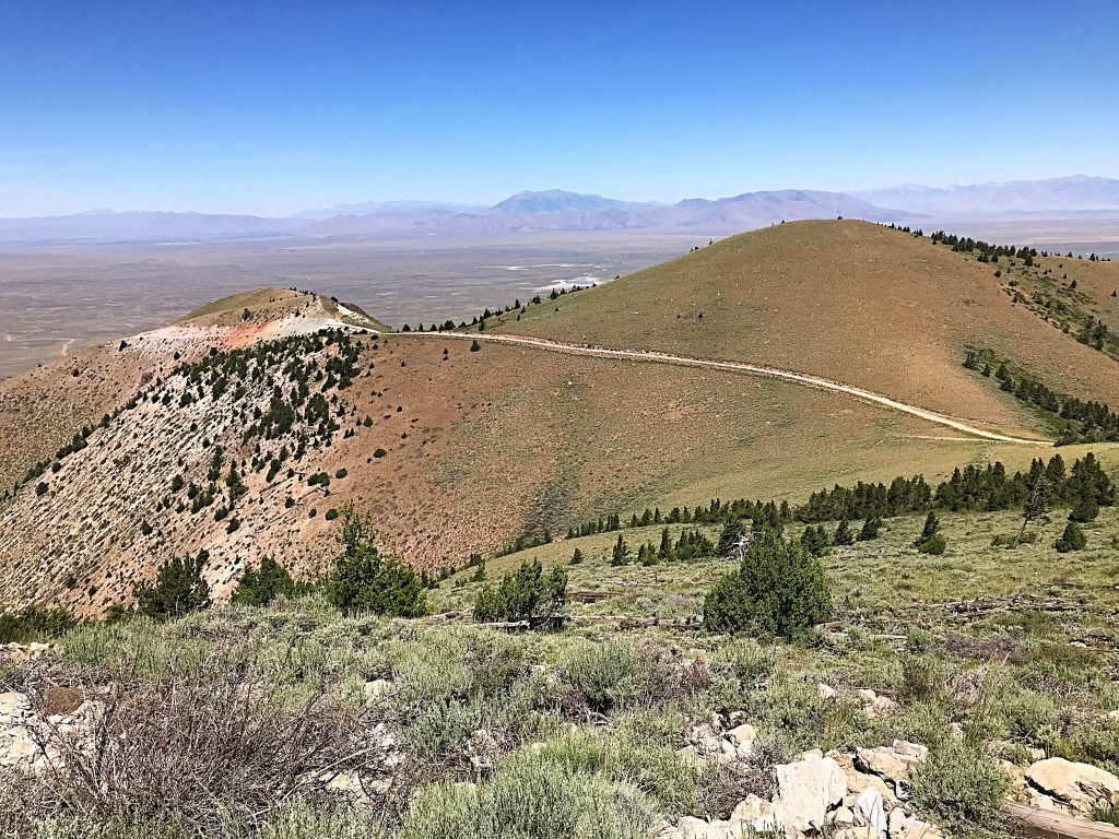 The middle section of the access road viewed from the summit.