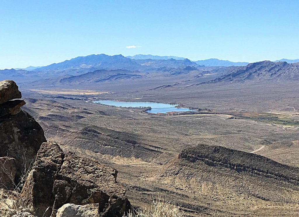 The upper lake at the Pahrangat National Wildlife Refuge viewed from Alamo Benchmark.