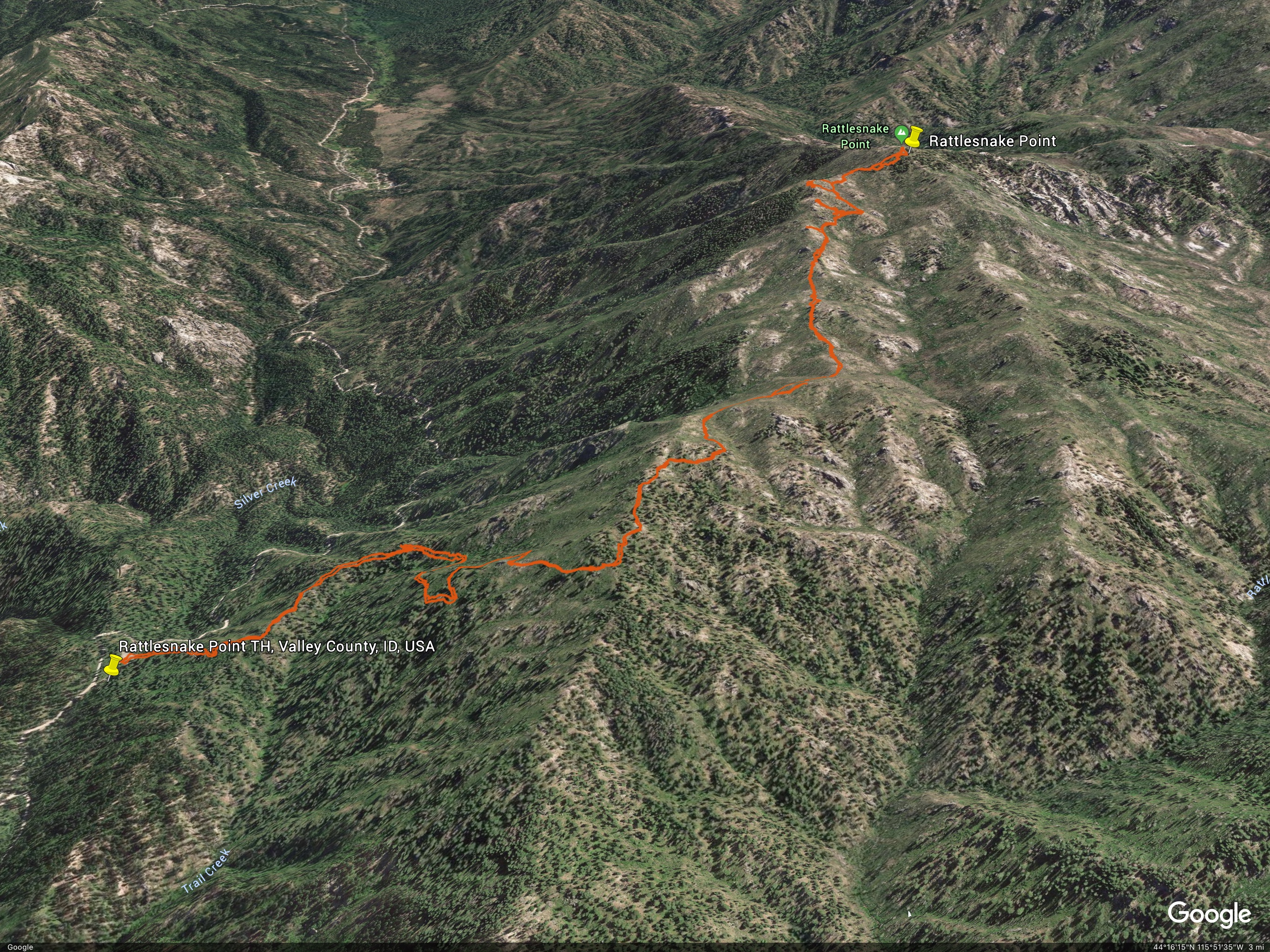 Rattlesnake Point with Brett Sergenian’s GPS track. Courtesy of Google Maps