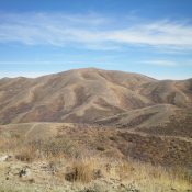 Quaking Aspen Mountain (center) is a behemoth in this section of the Sublett Mountains. This view is from the southwest. Livingston Douglas Photo