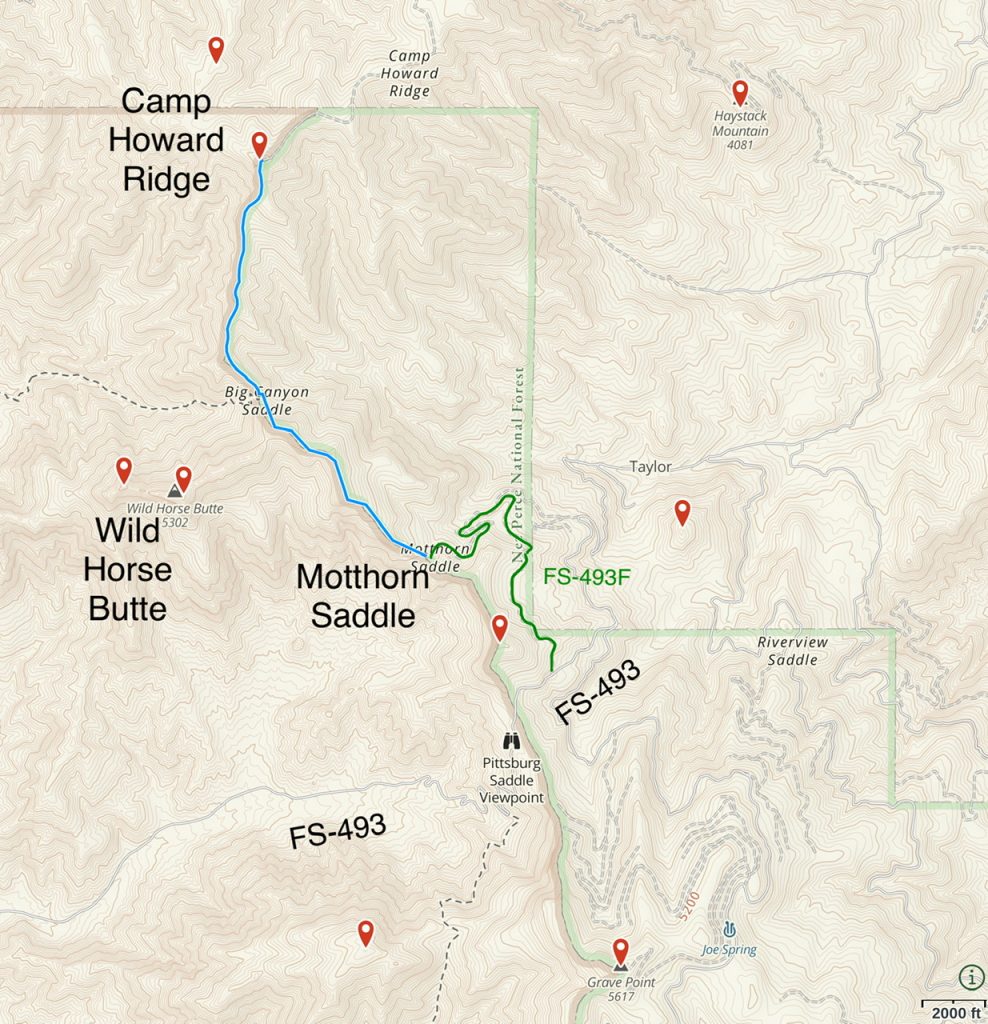 The route from Motthorn Saddle to the summit.