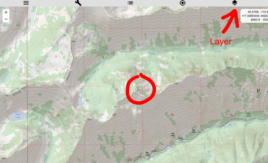 The link will take you to a Caltopo map with peak centered. In the upper right hand corner is the lawyer symbol which will take you to a new page with a drop down box.
