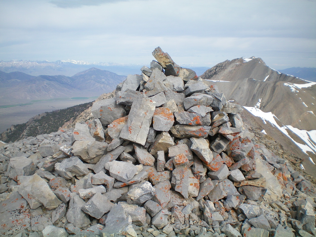 The large summit cairn atop Swanson Peak. Livingston Douglas Photo 