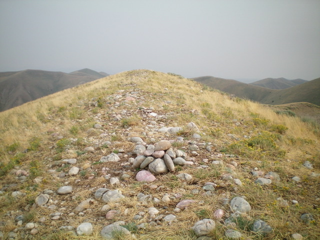 The summit area of Peak 8871 with a newly-built summit cairn, looking north. Livingston Douglas Photo 
