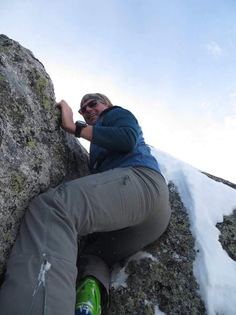 John Platt climbing the jam crack in the winter of 2017.