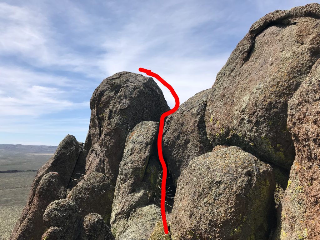 My scramble up to the top followed this line.