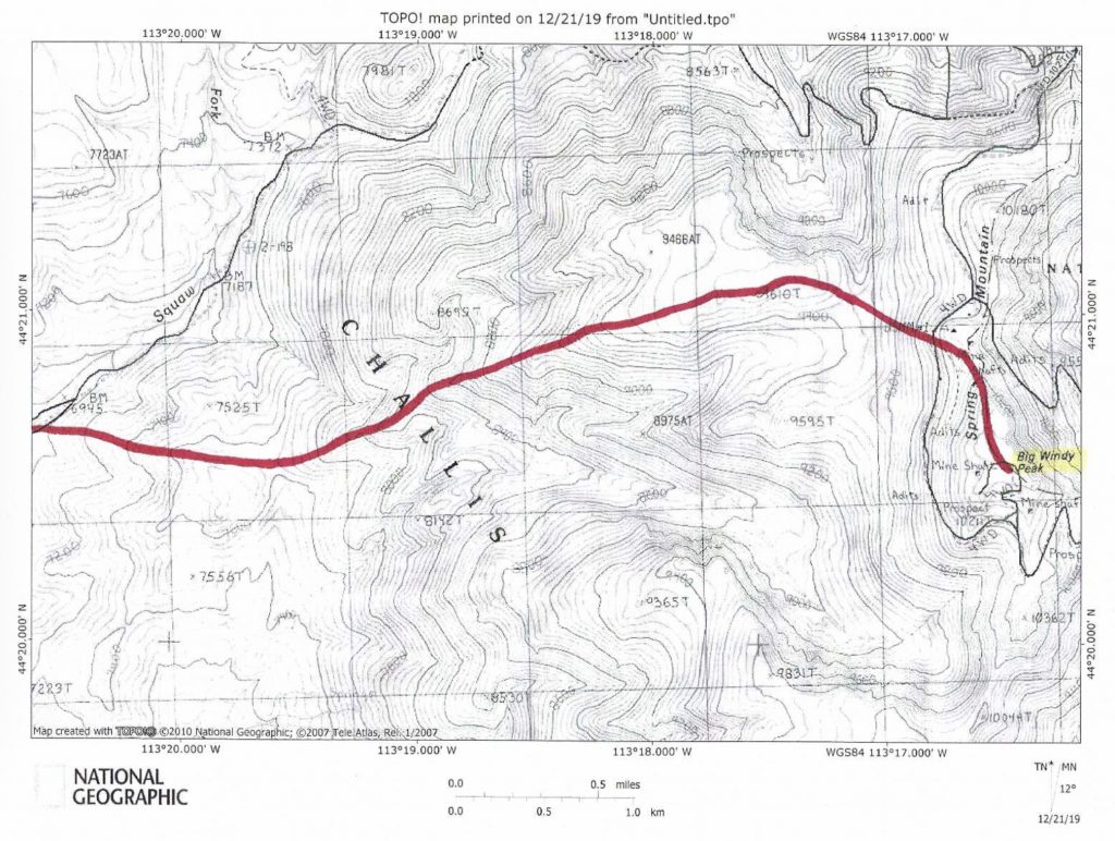 The West Ridge Ascent Route.