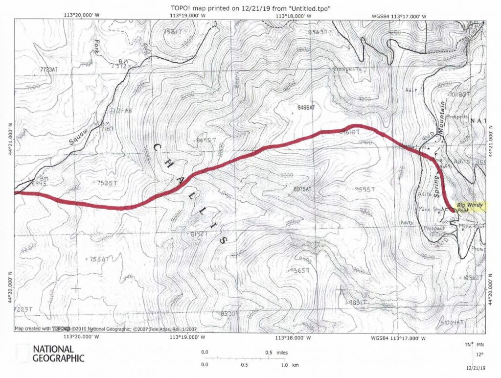 The West Ridge Ascent Route.