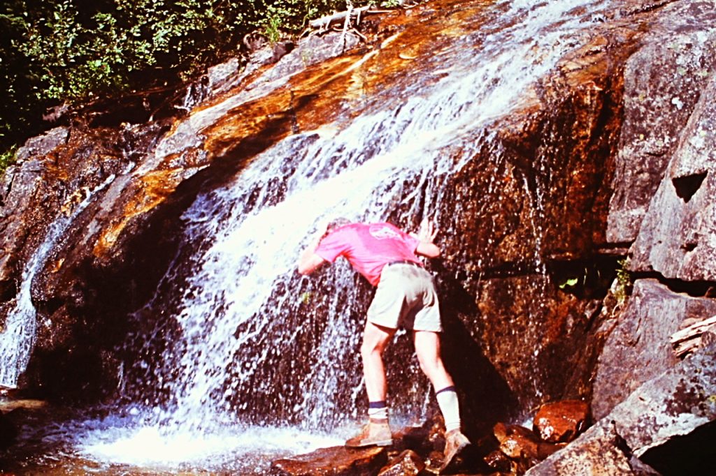 Gary Quigley cooling down at Johnson Creek Falls.