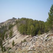 Looking up the northeast ridge of Peak 9580. The summit is just left of center. Livingston Douglas Photo