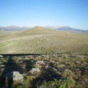 Knoll Benchmark is the gentle hump (dead center) as viewed from the east. Livingston Dough Photo