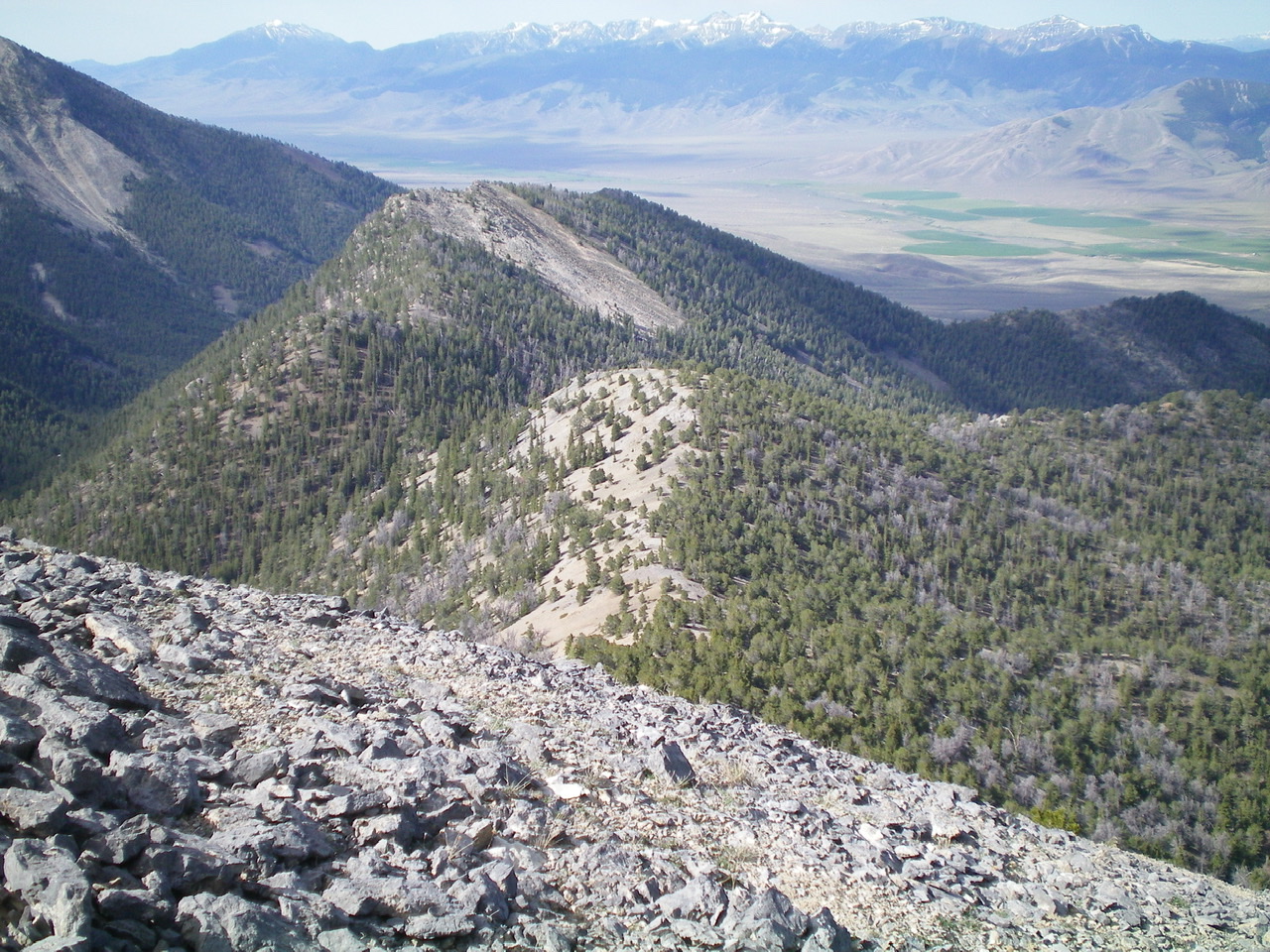 Peak 9634 (the rocky ridge line hump left of center) as viewed from the West Ridge of Peak 10681. Livingston Douglas Photo 