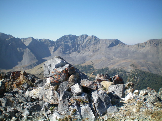 The sheer north face of the Italian Peaks (dead center) as viewed from the top of Montana's Peak 10529. Livingston Douglas Photo 