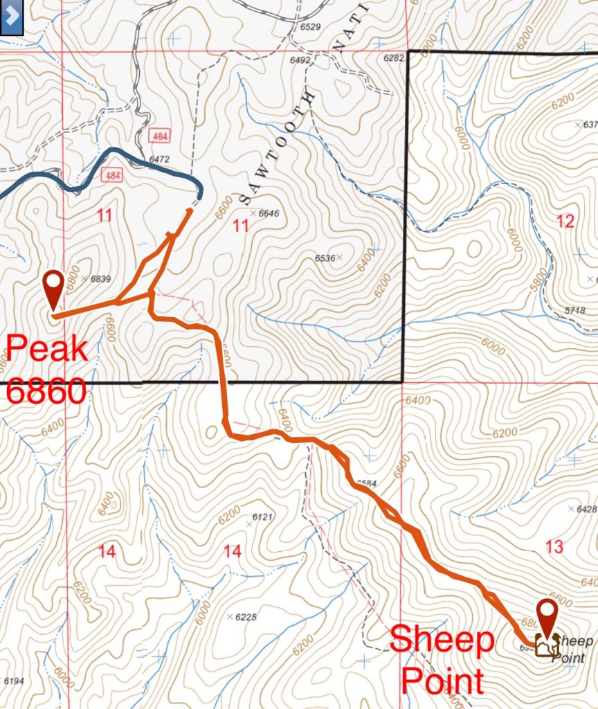 My GPS track for Sheep Point and Peak 6860.