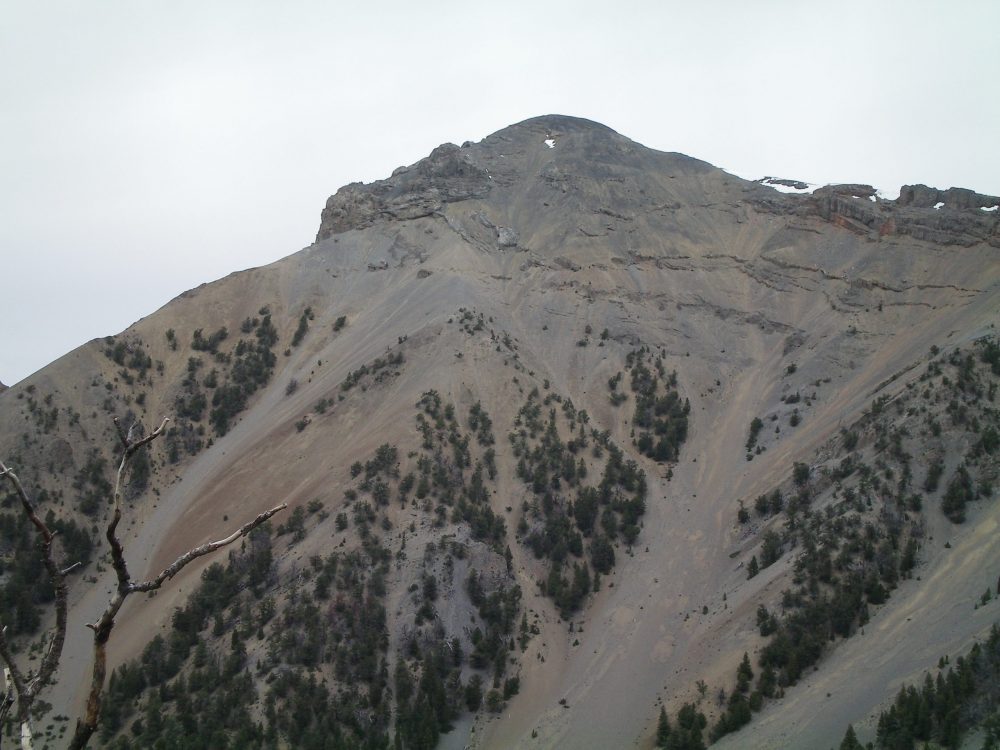 The Southeast Ridge of Peak 10604 (left skyline) and its difficult, rocky ridge obstruction. Livingston Douglas Photo