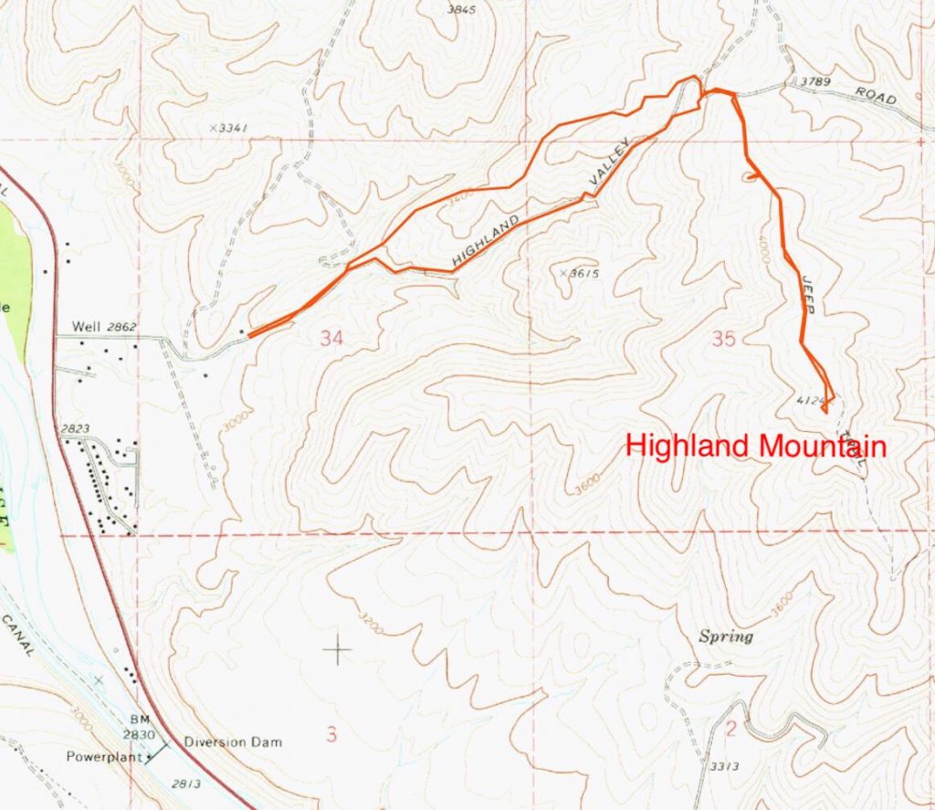 Paul Jurczak’s GPS track for the West Highland Trail approach to the peak’s north ridge. Paul’s route is 5 miles round trip.