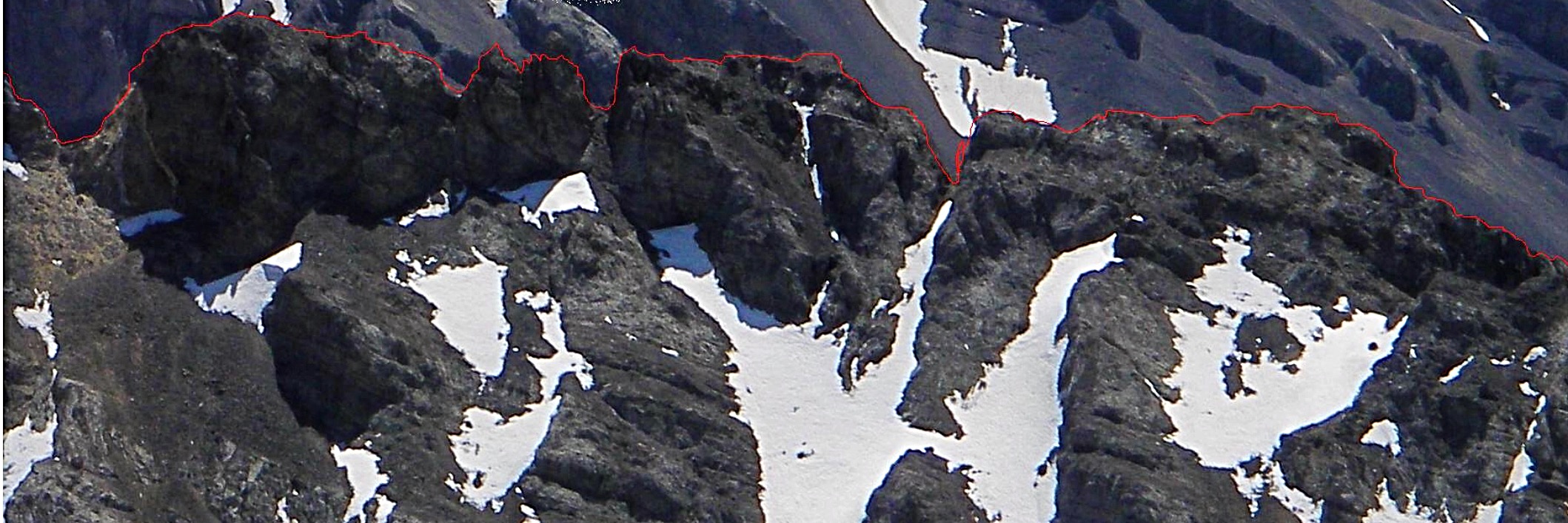 Outlining the summit ridge reveals the highest point, on the left. Judi Steciak Photo 