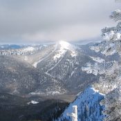 Peak 9220 viewed from Bull Trout Point. John Platt Photo