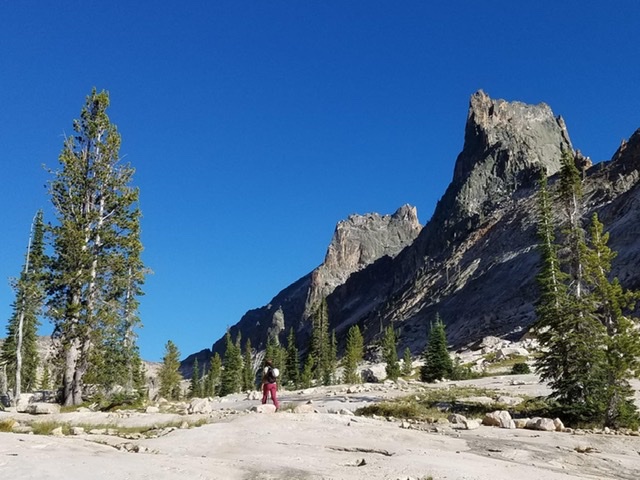 Mariah Smith with Packrat Peak (left) and the Mayan Temple (right). Pat McGrane Photo