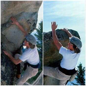 Bob bouldering near Stack Rock in 1975.