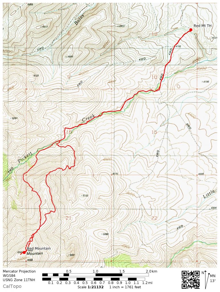 This map shows my GPS track for the climb.