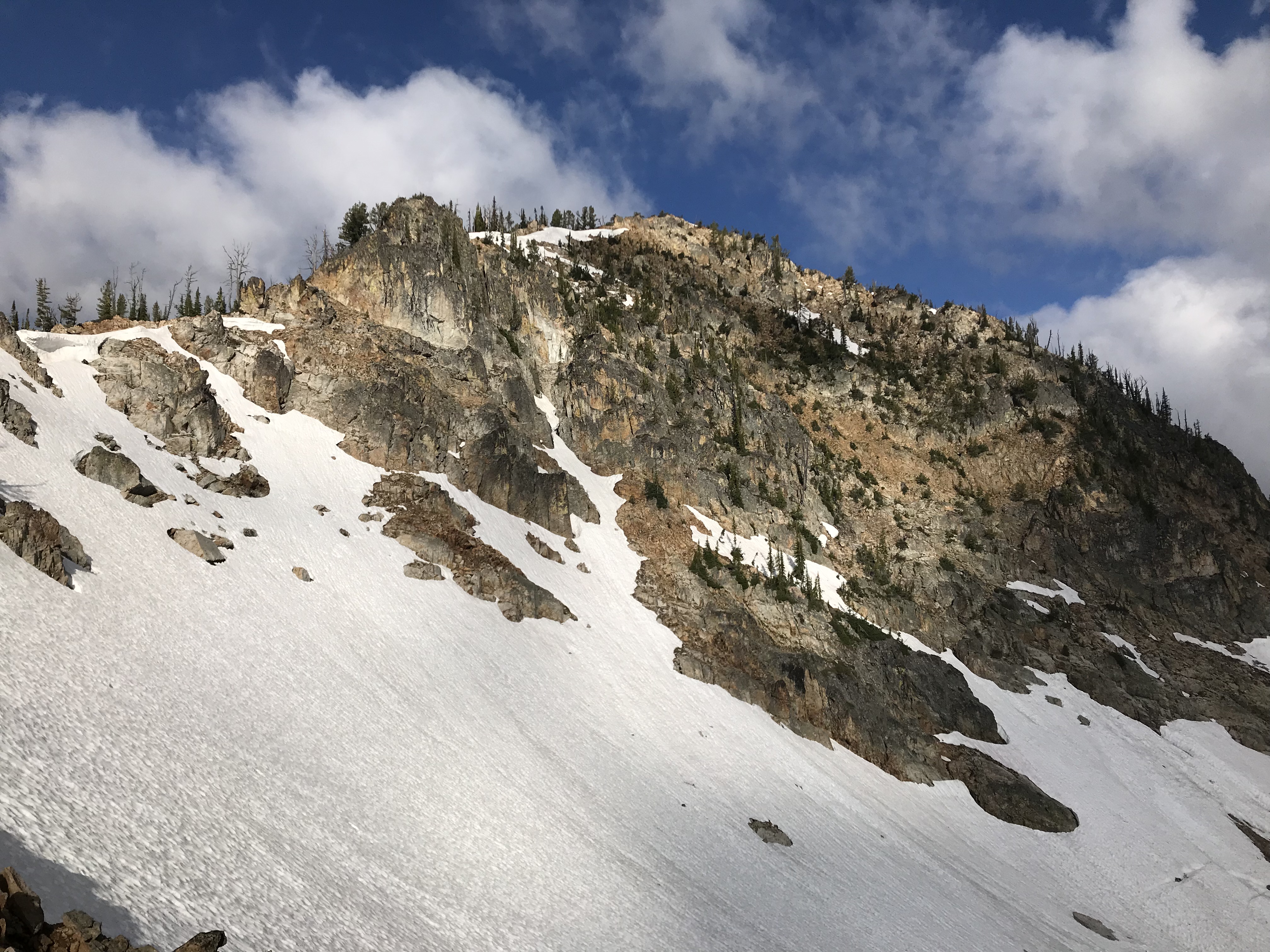 The summit of Crater Peak with the west ridge on the left.